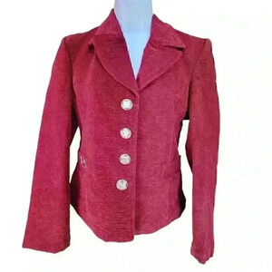 Vintage Diana Marco Burgundy Blazer Size L Petite, Faux Suede